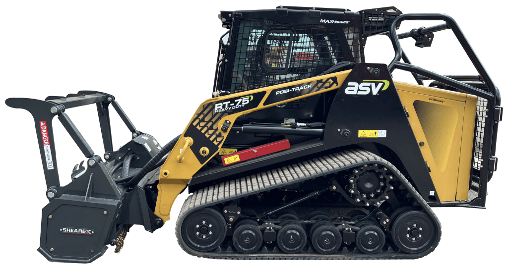 Yellow and black skid loader